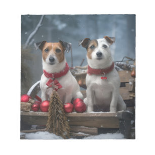 Bloc-note Décor de Noël de traîneau enneigé Jack Russell