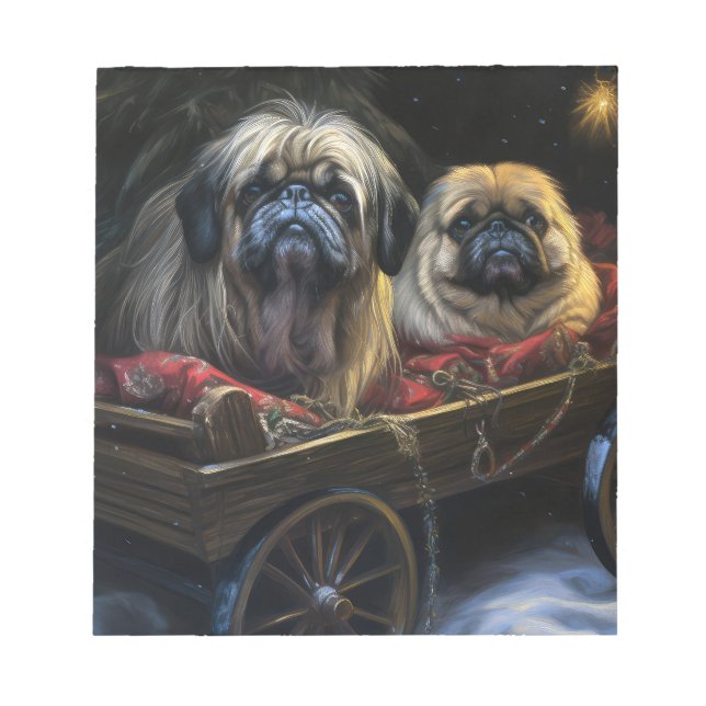 Bloc-note Décor de Noël Pekingese Snowy Sleigh (Devant)