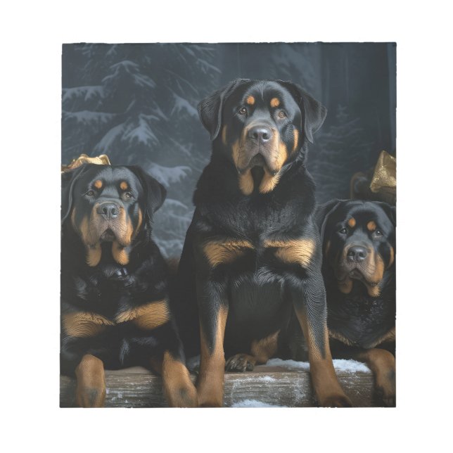 Bloc-note Décor de Noël Rottweiler Snowy Sleigh (Devant)