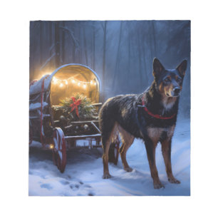 Bloc-note Décoration de Noël Australian Kelpie Snowy Sleigh