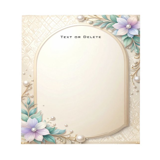 Bloc-note Decorative Floral Frame with Pearls Notepad (Devant)