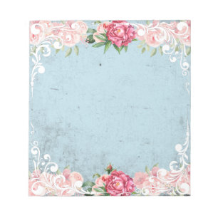 Bloc-note Dentelle blanche décorative Roses roses pour ensei