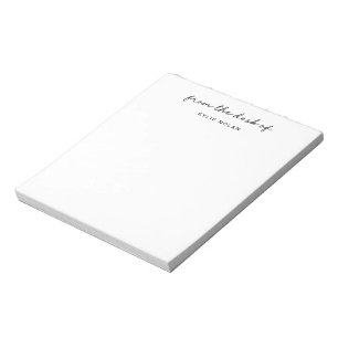 Bloc-note Depuis le bureau de Monogram Script Blanc
