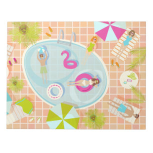 Bloc-note Des filles et des garçons du bikini jouant au jeu 