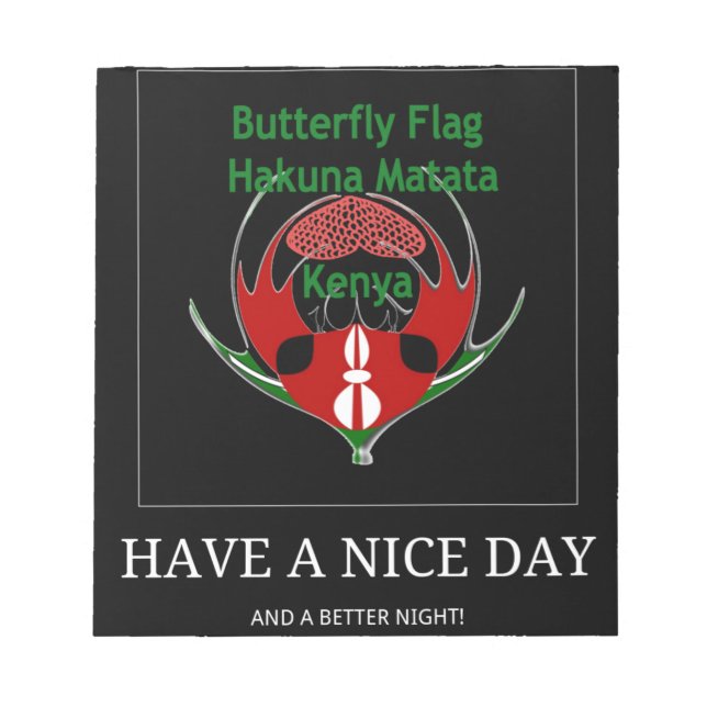 Bloc-note Design du Bouclier kenyan : Drapeau de papillon. (Devant)