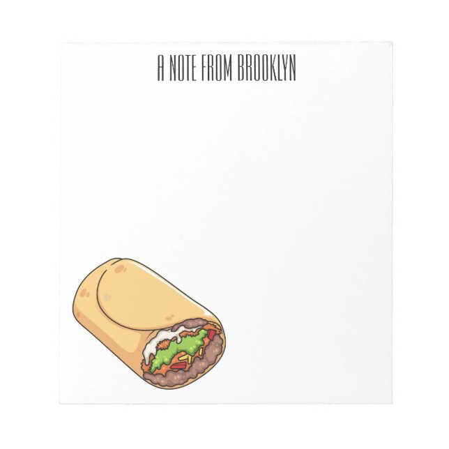 Bloc-note dessin animé de Burrito (Devant)