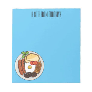 Bloc-note dessin animé du petit-déjeuner anglais