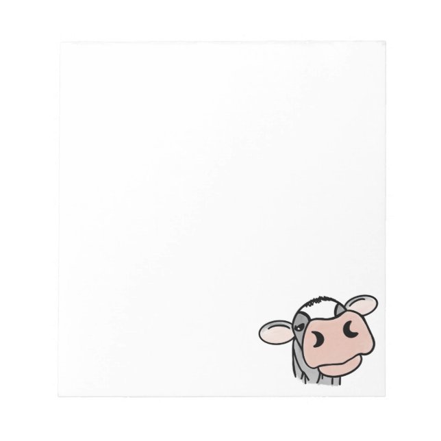 Bloc-note dessin animé vache noir blanc rose baiser gris ani (Devant)
