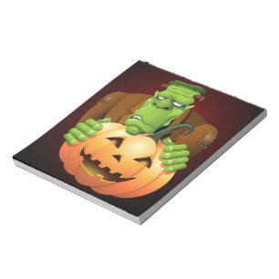 Bloc-note Dessin de Frankenstein Monster avec Citrouille