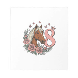 Bloc-note Dessin de gravure vintage floral pour les 8 ans du