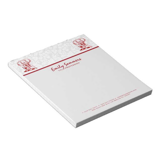 Bloc-note Dessin de ligne rouge foncé monogramme (Incliné)