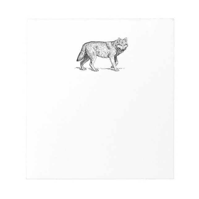 Bloc-note Dessin d'encre élégante de loup gris (Devant)