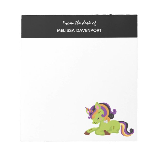Bloc-note Dessin d'Halloween de Cute Frankenstein Unicorn (Devant)