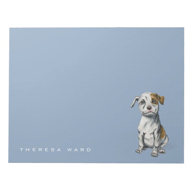 Bloc-note Dessin Pit Bull Puppy | Ajouter Votre Nom (Devant)