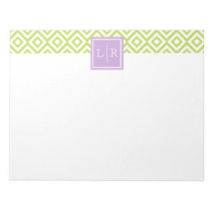 Bloc-note Diamants verts Motif et monogramme