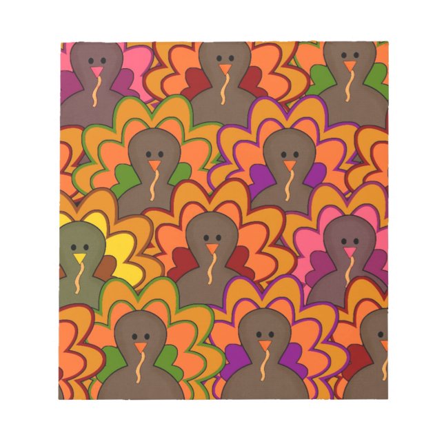 Bloc-note Dindes de Thanksgiving Colorées Amusantes (Devant)