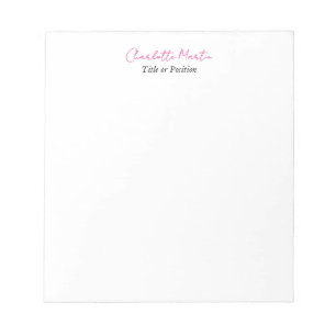 Bloc-note Directeur Consultant Chef Blanc Rose Professionnel