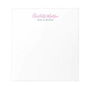 Bloc-note Directeur Consultant en Chef Blanc Rose Profession