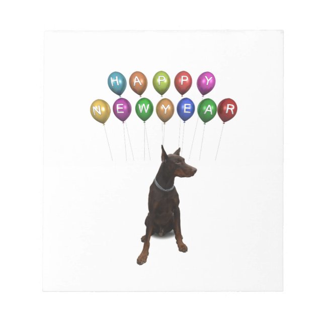 Bloc-note Doberman Pinscher souhaite Bonne Année 2016 (Devant)