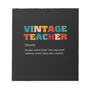 Bloc-note Don de l'enseignant Enseignant Vintage
