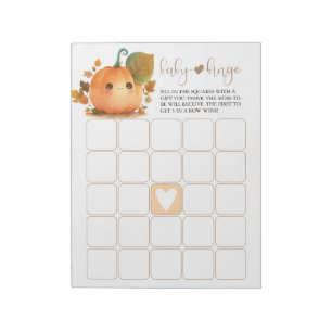 Bloc-note Doux Bingo de Bébé pour l'Automne de la Citrouille