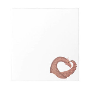 Bloc-note Dragon cardiaque Brown en blanc
