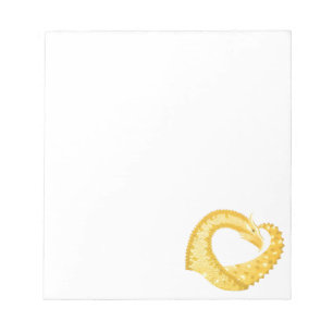 Bloc-note Dragon de coeur jaune sur blanc