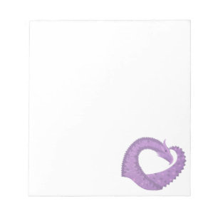 Bloc-note Dragon de coeur violet de lavande blanc