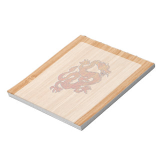 Bloc-note Dragon Oriental Rouge en Bambou