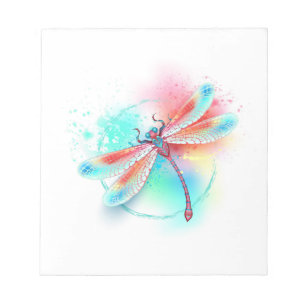 Bloc-note Dragonfly rouge sur l'arrière - plan aquarelle