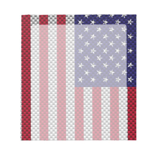 Bloc-note Drapeau américain sur la fibre de carbone (Devant)
