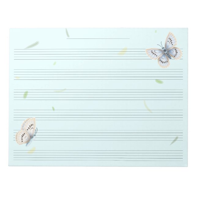 Bloc-note Dreamy Butterflies Musique Manuscrit Papier Musici (Devant)