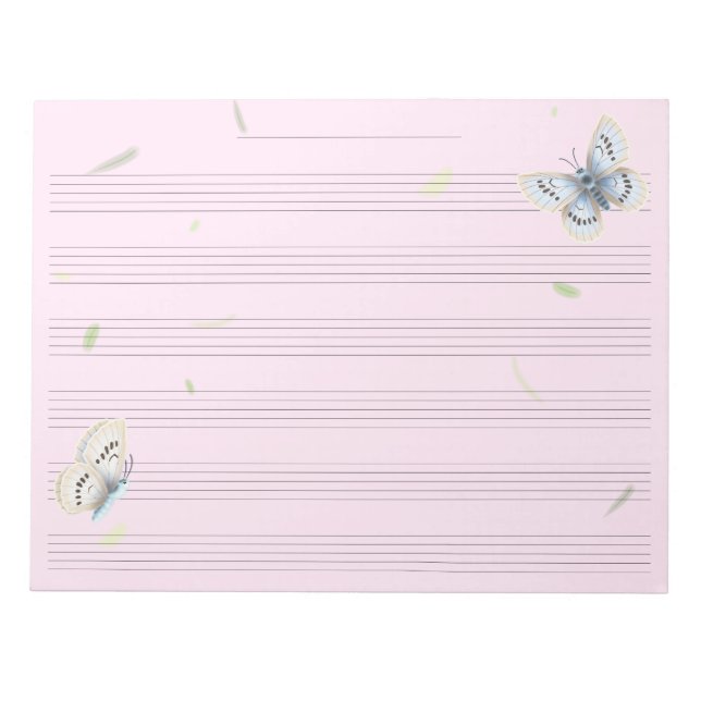 Bloc-note Dreamy Butterflies Musique Manuscrit Papier Musici (Devant)