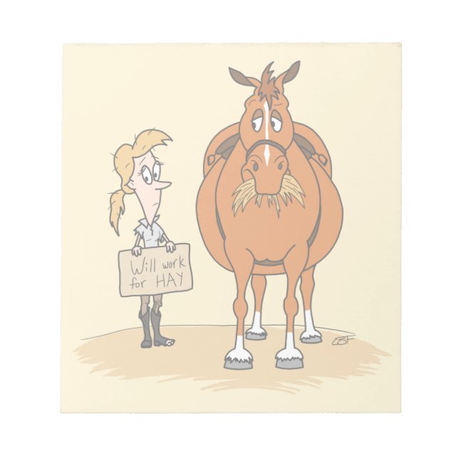 Bloc-note Drôle Cartoon Gras Cheval Femme Travaillera Pour L (Devant)
