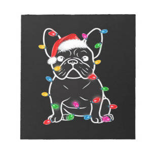 Bloc-note Drôle de chien Bouledogue français arbre de Noël l