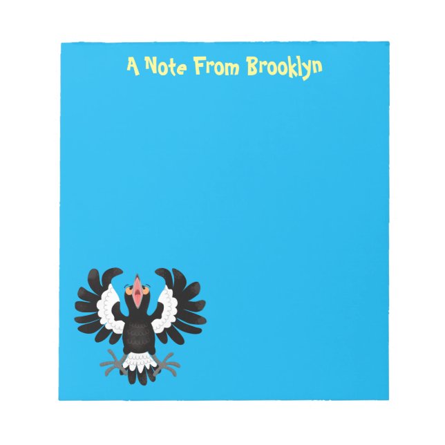 Bloc-note Drôle dessin animé de Magpie australienne (Devant)