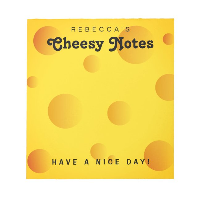Bloc-note Drôle fromage suisse jaune personnalisé écrire des (Devant)