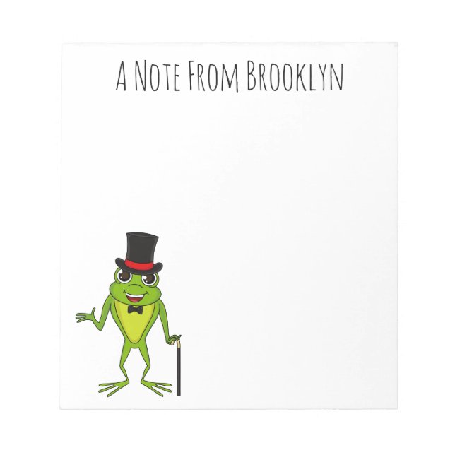 Bloc-note Drôle grenouille avec chapeau dessus dessin animé (Devant)