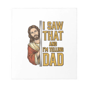 Bloc-note Drôle Jésus J'ai Vu Ça et Je Le Dis à Papa Design_