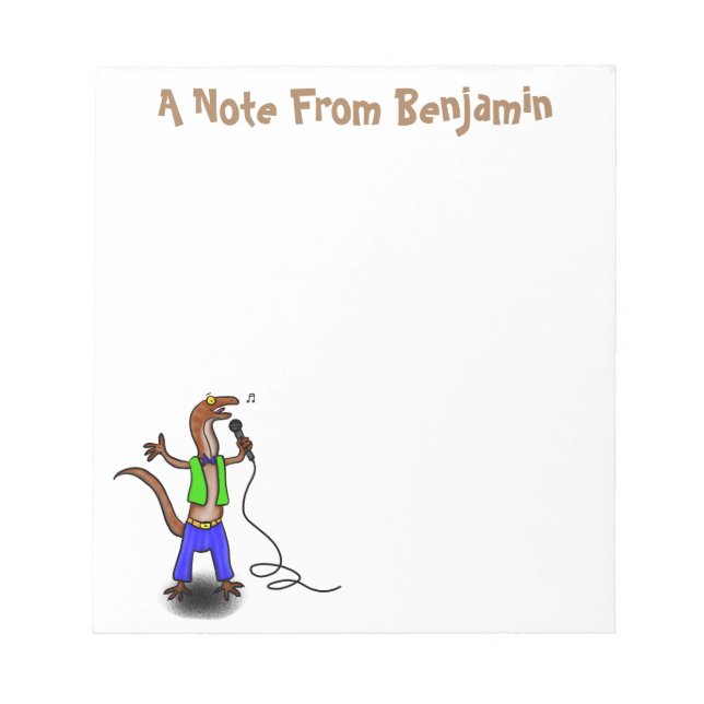Bloc-note Drôle lézard chantant avec bande dessinée de micro (Devant)