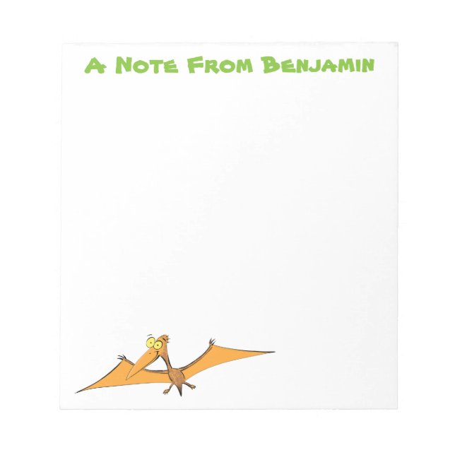 Bloc-note Drôle mignon dessin animé de pterodactyle volant o (Devant)