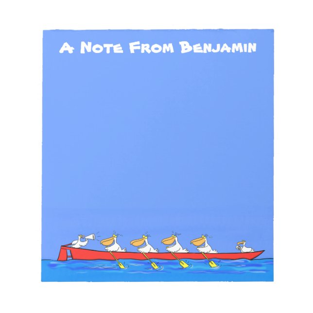Bloc-note Drôle pélicans rameurs dessin animé (Devant)