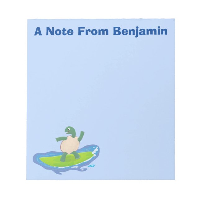 Bloc-note Drôle tortue vague de surf dessin animé (Devant)