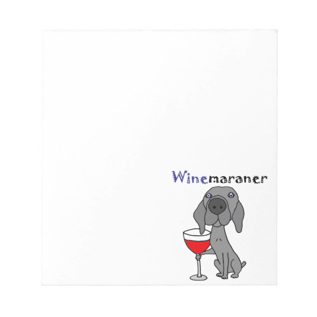 Bloc-note Drôle Weimaraner Chien Boire du vin rouge (Devant)