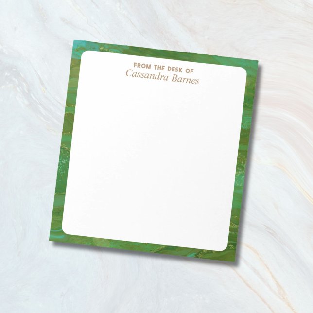 Bloc-note Du Bureau De ("from the desk of" personalized notepad with green border)
