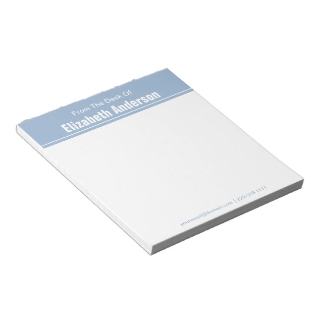 Bloc-note Du Bureau de Bébé Bleu et Blanc (Incliné)