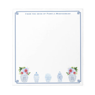 Bloc-note Du Bureau De   Chinoiserie Chic Rouge Blanc Bleu