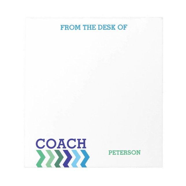 Bloc-note Du Bureau De Coach Masculine Chevron tendance (Devant)