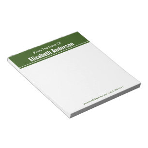 Bloc-note Du bureau de la forêt vert et blanc