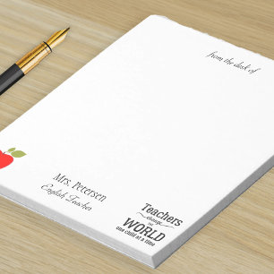 Bloc-note Du bureau de l'enseignant nom pomme rouge citation